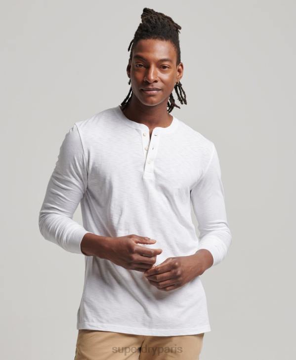 Superdry Hommes haut henley en jersey à manches longues D64Z1498 vêtements blanc