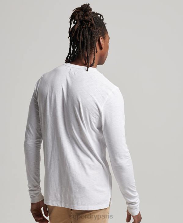 Superdry Hommes haut henley en jersey à manches longues D64Z1498 vêtements blanc