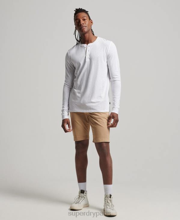 Superdry Hommes haut henley en jersey à manches longues D64Z1498 vêtements blanc