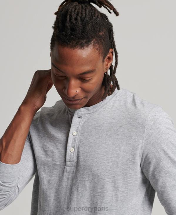 Superdry Hommes haut henley en jersey à manches longues D64Z1510 vêtements gris foncé