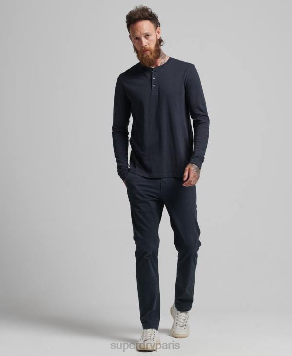 Superdry Hommes haut henley en jersey à manches longues D64Z1513 vêtements marine