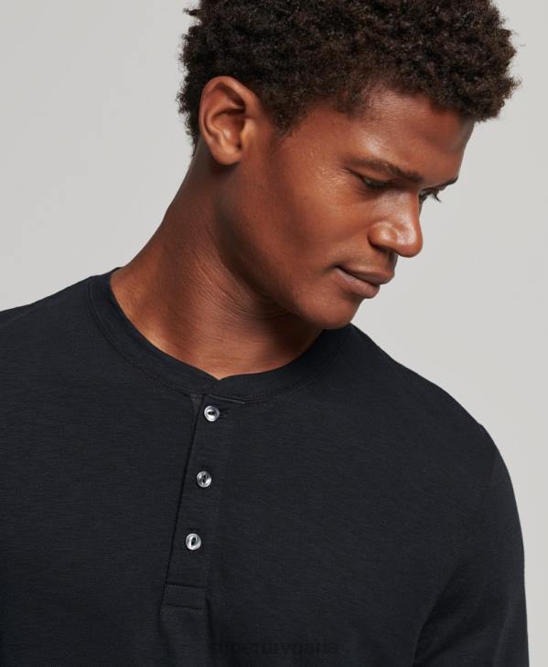 Superdry Hommes haut henley en jersey à manches longues D64Z1514 vêtements noir