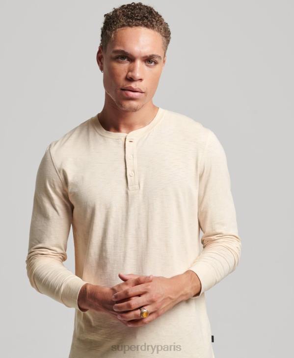 Superdry Hommes haut henley en jersey à manches longues D64Z6365 vêtements crème