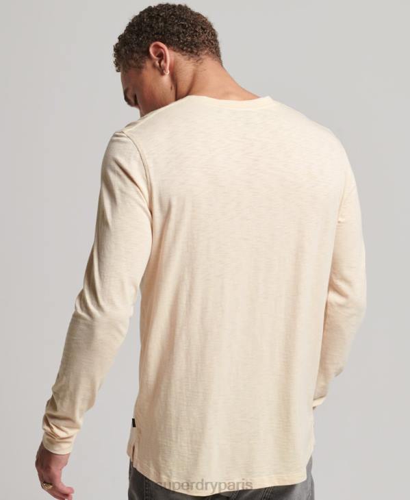 Superdry Hommes haut henley en jersey à manches longues D64Z6365 vêtements crème