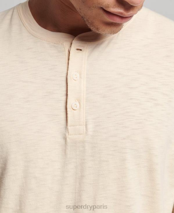 Superdry Hommes haut henley en jersey à manches longues D64Z6365 vêtements crème