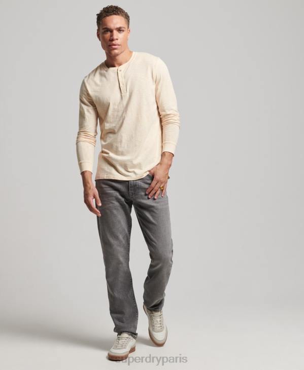 Superdry Hommes haut henley en jersey à manches longues D64Z6365 vêtements crème