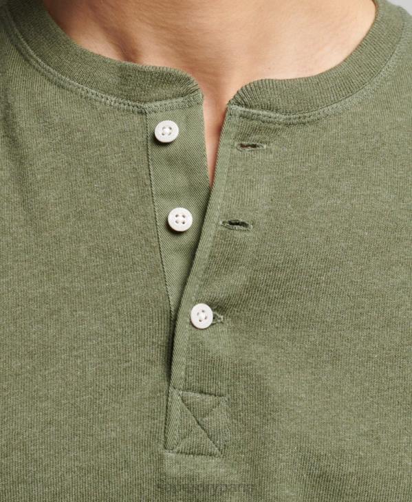 Superdry Hommes haut henley à manches longues en coton bio D64Z6428 vêtements vert