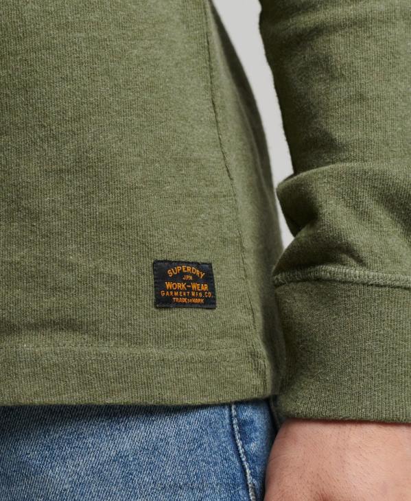Superdry Hommes haut henley à manches longues en coton bio D64Z6428 vêtements vert