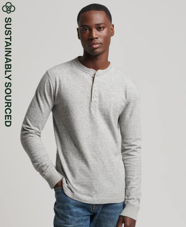 Superdry Hommes haut henley à manches longues en coton bio D64Z6433 vêtements gris