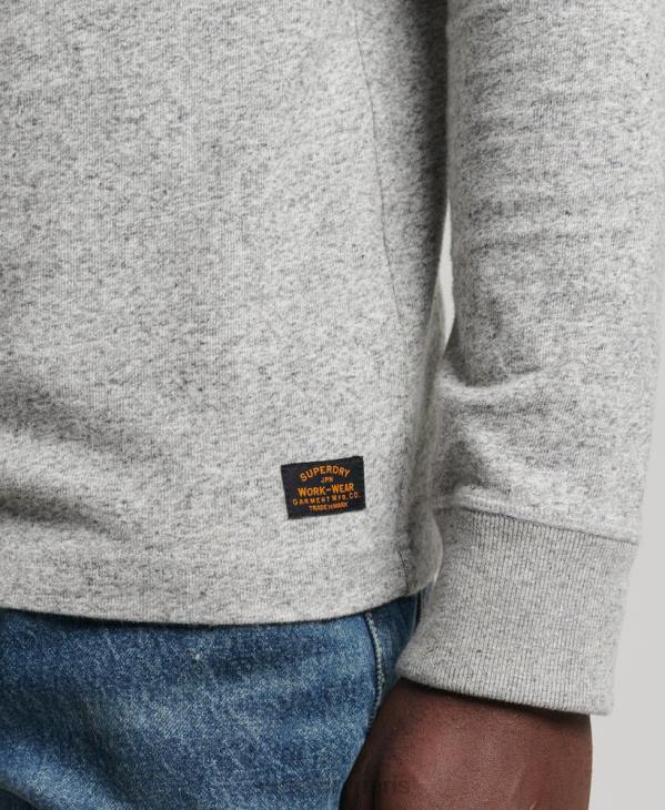 Superdry Hommes haut henley à manches longues en coton bio D64Z6433 vêtements gris