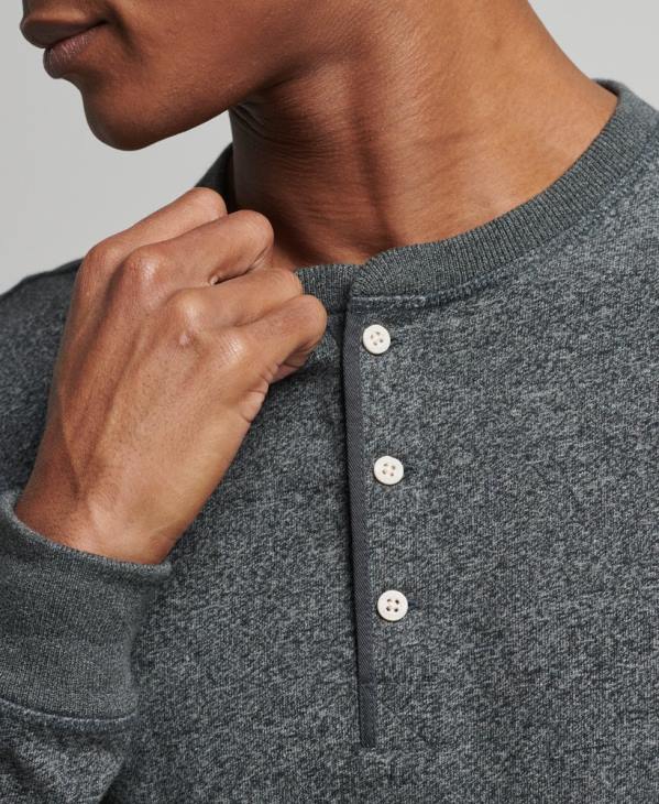 Superdry Hommes haut henley à manches longues en coton bio D64Z6458 vêtements gris foncé