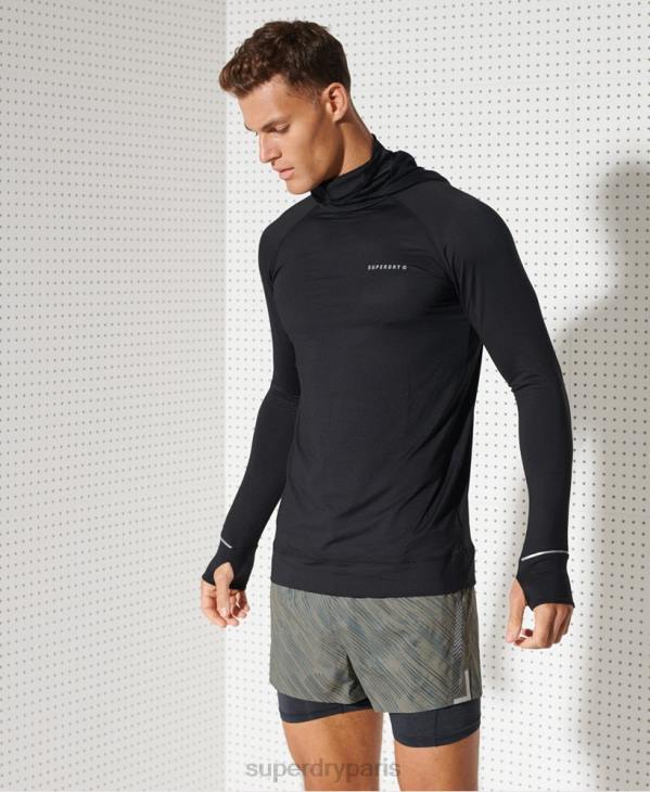 Superdry Hommes haut intermédiaire à capuche run D64Z1437 vêtements noir