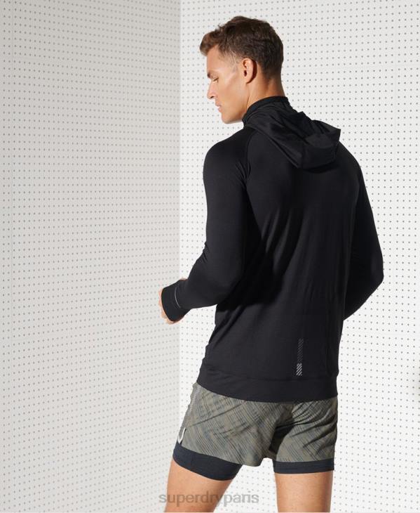 Superdry Hommes haut intermédiaire à capuche run D64Z1437 vêtements noir