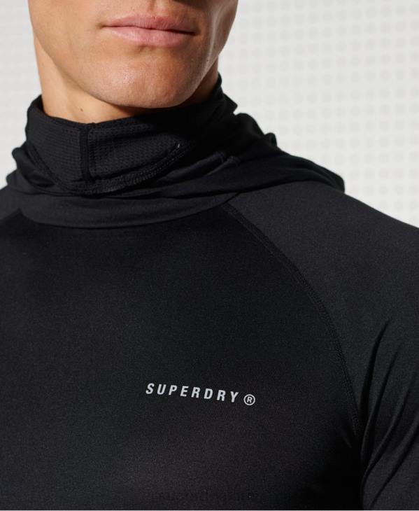 Superdry Hommes haut intermédiaire à capuche run D64Z1437 vêtements noir