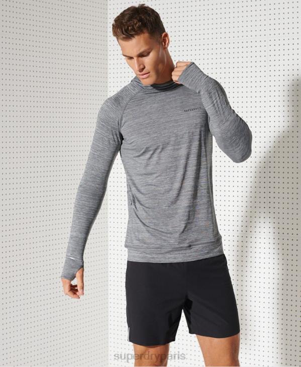 Superdry Hommes haut intermédiaire à capuche run D64Z1439 vêtements gris foncé