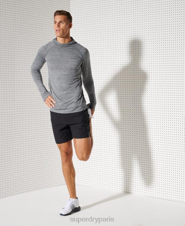Superdry Hommes haut intermédiaire à capuche run D64Z1439 vêtements gris foncé