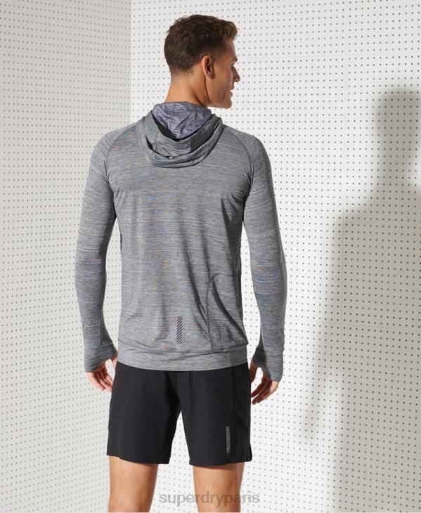 Superdry Hommes haut intermédiaire à capuche run D64Z1439 vêtements gris foncé