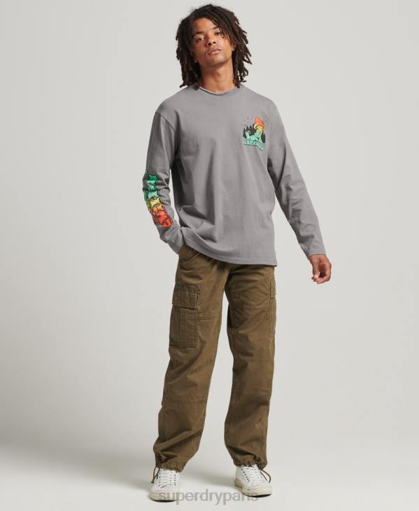 Superdry Hommes haut à manches longues dans les bois D64Z1519 vêtements gris foncé