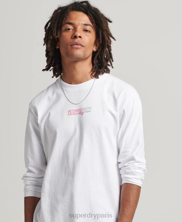 Superdry Hommes haut à manches longues dans les bois D64Z1537 vêtements blanc