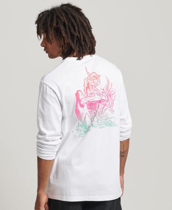 Superdry Hommes haut à manches longues dans les bois D64Z1537 vêtements blanc