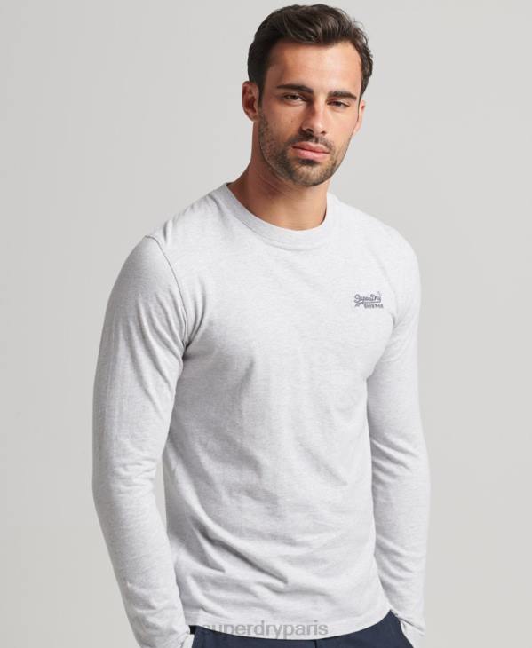 Superdry Hommes haut à manches longues en coton biologique avec logo essentiel D64Z1546 vêtements gris clair