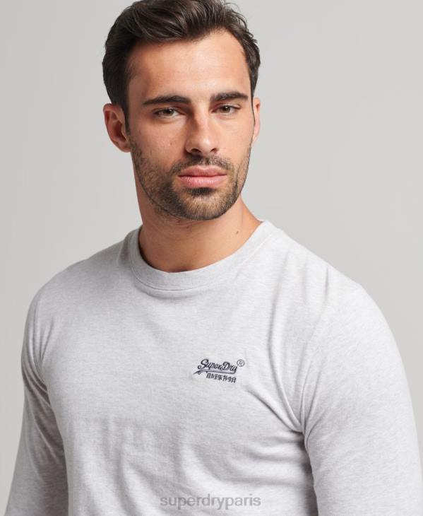 Superdry Hommes haut à manches longues en coton biologique avec logo essentiel D64Z1546 vêtements gris clair