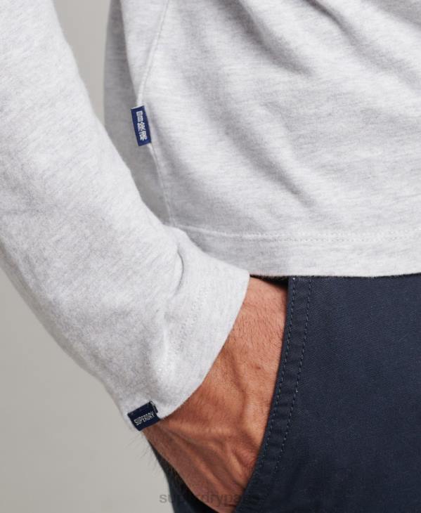 Superdry Hommes haut à manches longues en coton biologique avec logo essentiel D64Z1546 vêtements gris clair