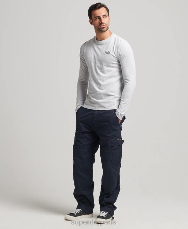 Superdry Hommes haut à manches longues en coton biologique avec logo essentiel D64Z1546 vêtements gris clair