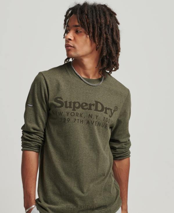 Superdry Hommes haut à manches longues et logo ton sur ton D64Z1569 vêtements kaki