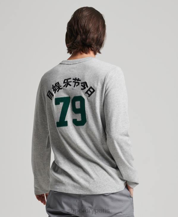 Superdry Hommes haut à manches longues et logo vintage D64Z1508 vêtements gris