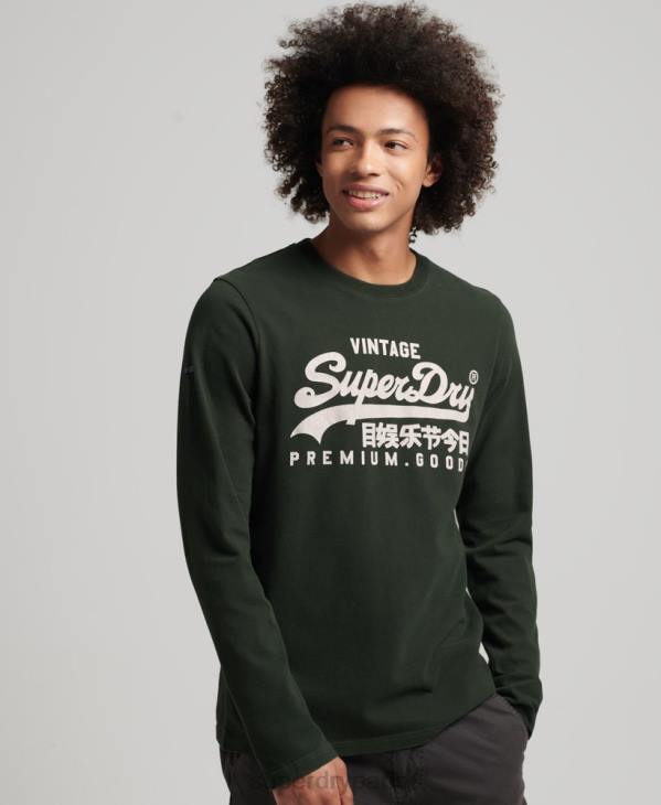 Superdry Hommes haut à manches longues et logo vintage D64Z1555 vêtements vert