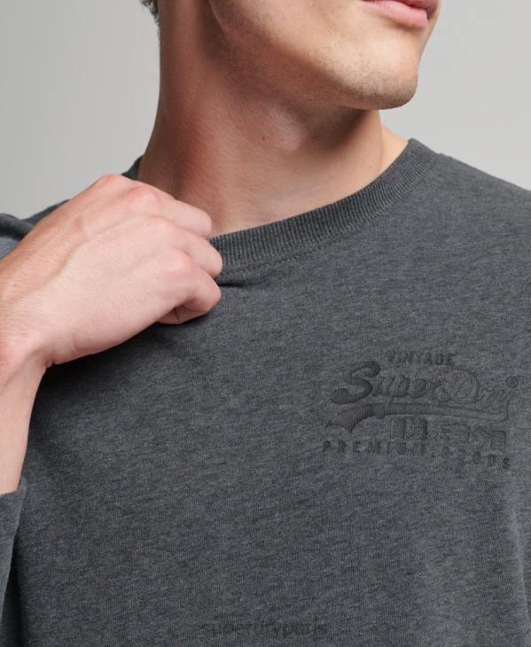 Superdry Hommes haut à manches longues et logo vintage D64Z1564 vêtements gris