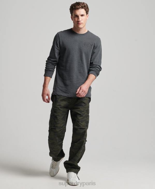 Superdry Hommes haut à manches longues et logo vintage D64Z1564 vêtements gris