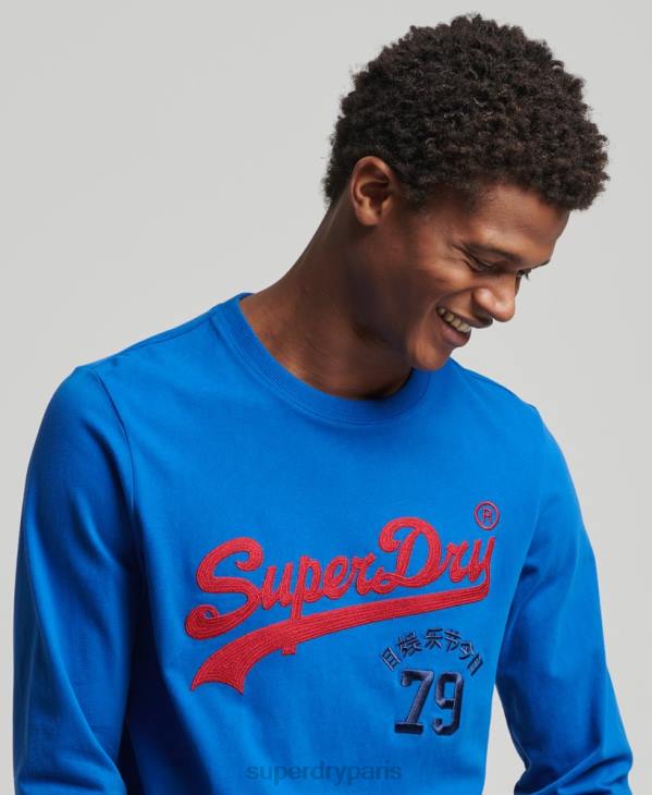 Superdry Hommes haut à manches longues et logo vintage D64Z1565 vêtements bleu