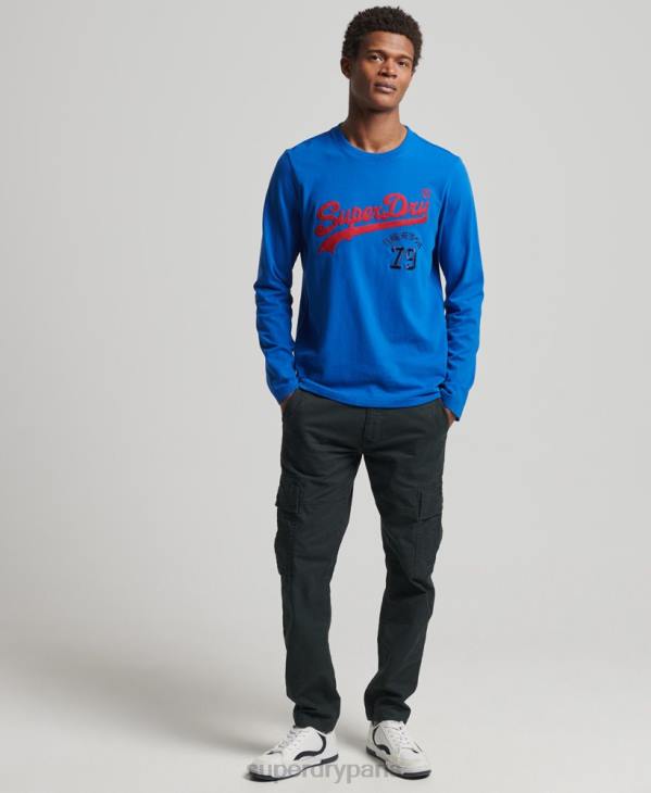 Superdry Hommes haut à manches longues et logo vintage D64Z1565 vêtements bleu