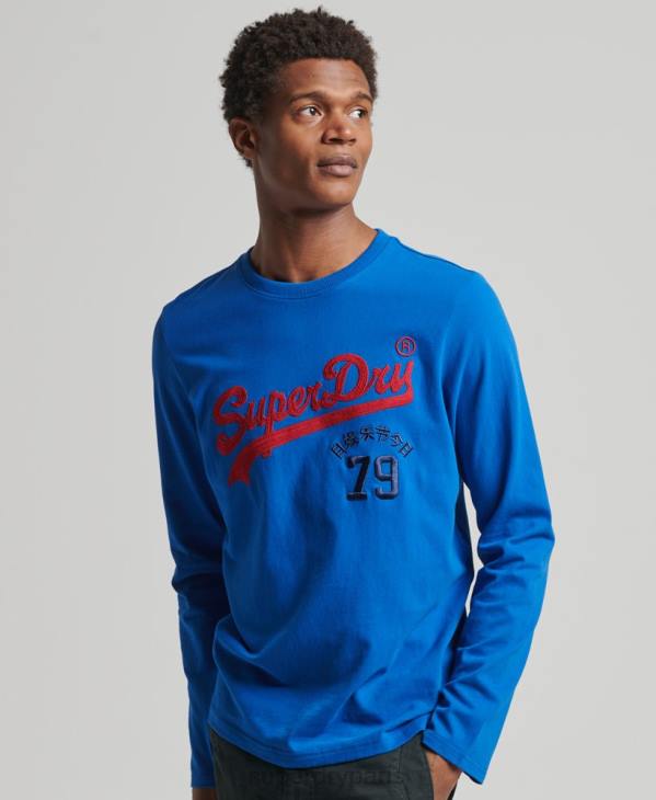 Superdry Hommes haut à manches longues et logo vintage D64Z1565 vêtements bleu