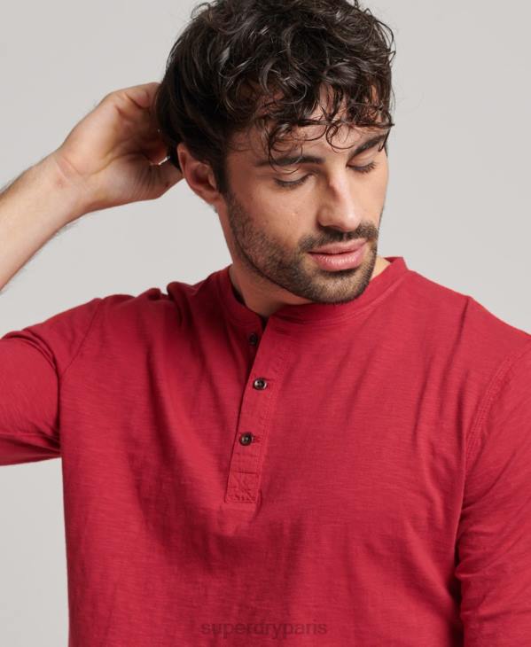 Superdry Hommes haut à manches longues flammé surteint D64Z1492 vêtements rouge