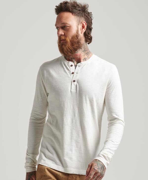 Superdry Hommes haut à manches longues flammé surteint D64Z1531 vêtements blanc