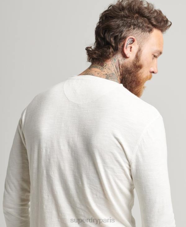 Superdry Hommes haut à manches longues flammé surteint D64Z1531 vêtements blanc