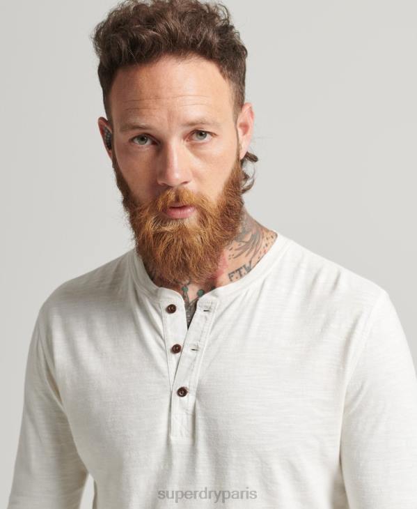 Superdry Hommes haut à manches longues flammé surteint D64Z1531 vêtements blanc