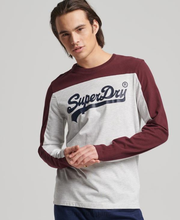 Superdry Hommes haut à manches longues à logo vintage D64Z1591 vêtements gris clair
