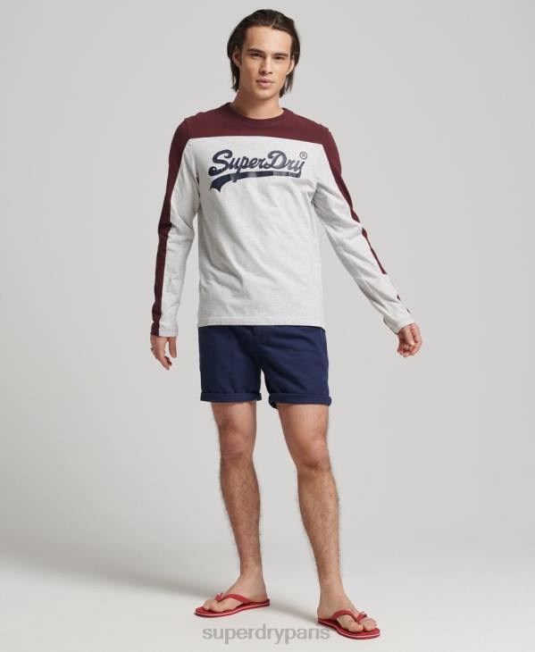 Superdry Hommes haut à manches longues à logo vintage D64Z1591 vêtements gris clair