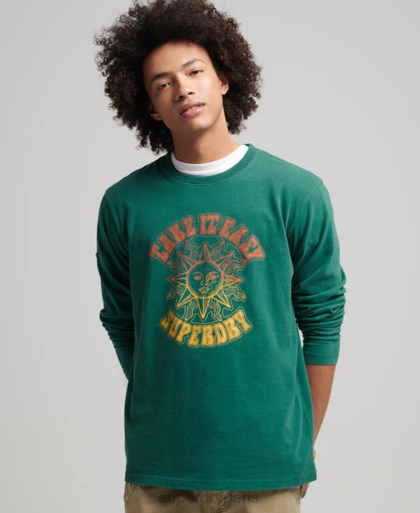 Superdry Hommes haut à manches longues psych rock D64Z1554 vêtements vert