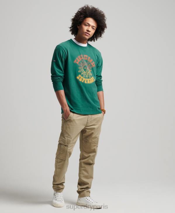 Superdry Hommes haut à manches longues psych rock D64Z1554 vêtements vert