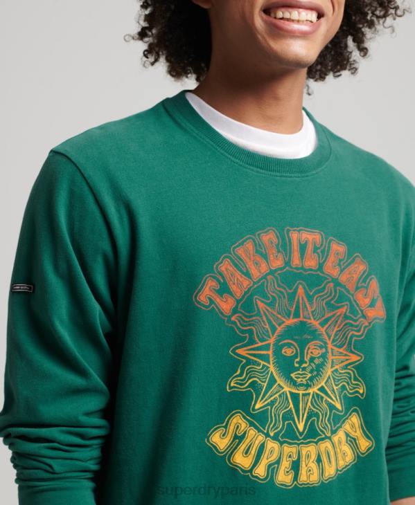 Superdry Hommes haut à manches longues psych rock D64Z1554 vêtements vert