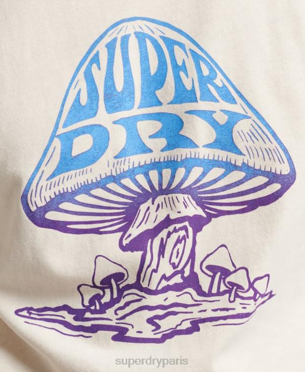 Superdry Hommes haut à manches longues psych rock D64Z1582 vêtements crème