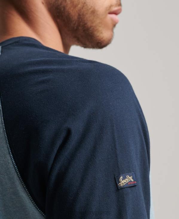 Superdry Hommes haut à manches longues raglan en coton biologique avec logo vintage D64Z1467 vêtements bleu