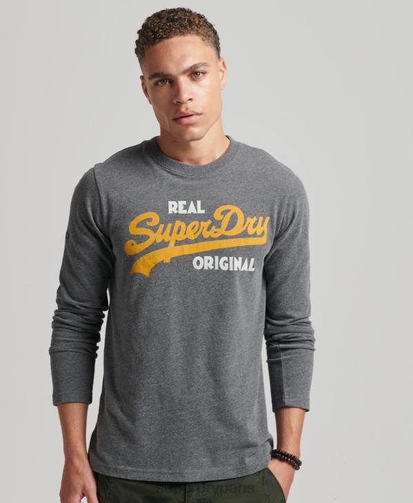 Superdry Hommes haut à manches longues soda pop à logo vintage D64Z1481 vêtements gris
