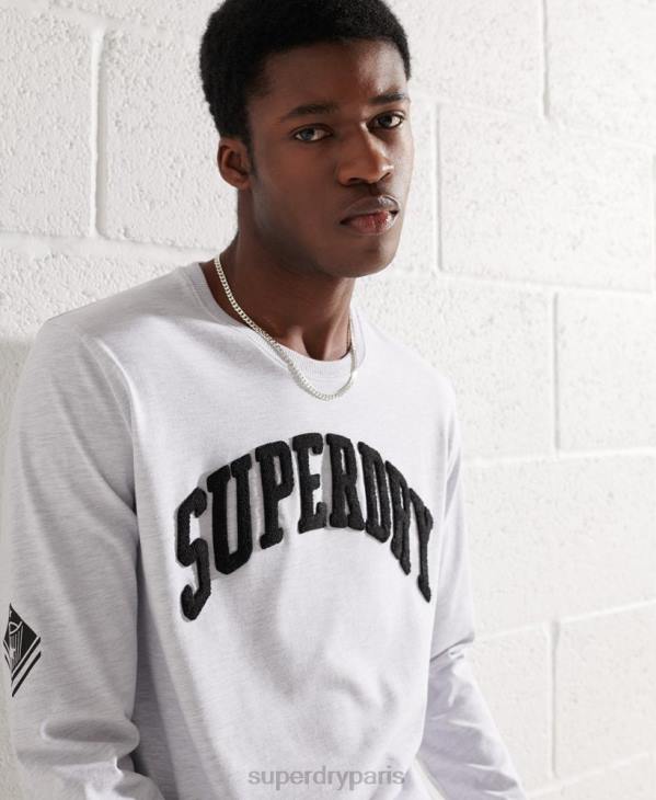 Superdry Hommes haut à manches longues varsity arch D64Z1551 vêtements gris clair