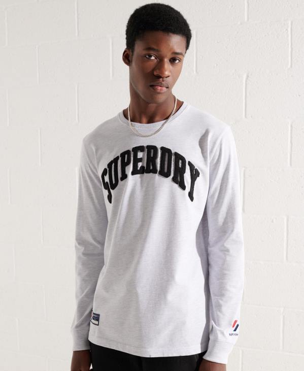 Superdry Hommes haut à manches longues varsity arch D64Z1551 vêtements gris clair